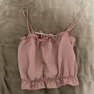 Free people pink ruffle crop top with adjustable straps
